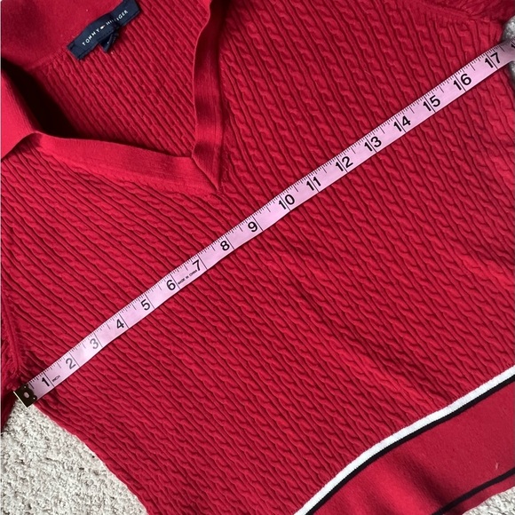 ⭐️BOGO FREE⭐️ TOMMY HILFIGER Cropped Cable Red-white-blue Sweater S - Picture 7 of 10